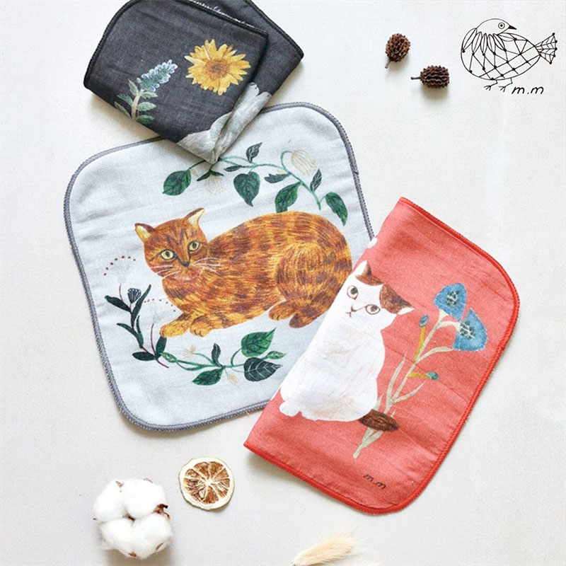 【松尾ミユキ】 Gauze Hand towel Cats 3｜ガーゼハンドタオル キャット３｜選べるデザイン　Nala/Shima/Perle/Bushy｜ねこ 猫 ネコ