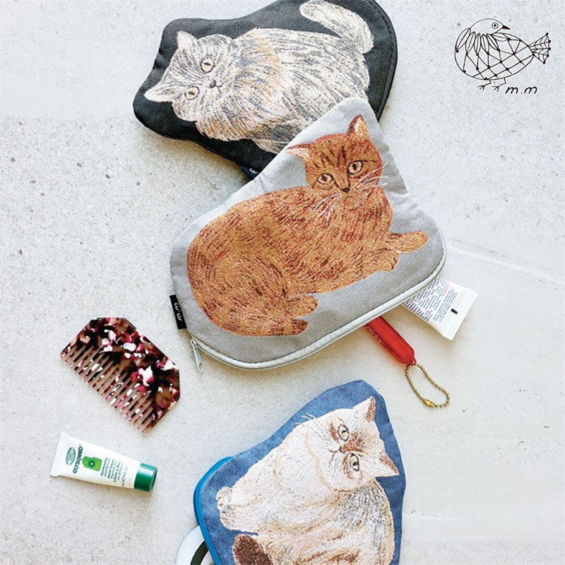 【松尾ミユキ】 Diecut pouch Cat｜ダイカットポーチ｜選べるデザイン　Momo/Nala/Shima/Perle/Bushy｜ねこ 猫 ネコ｜小物入れ