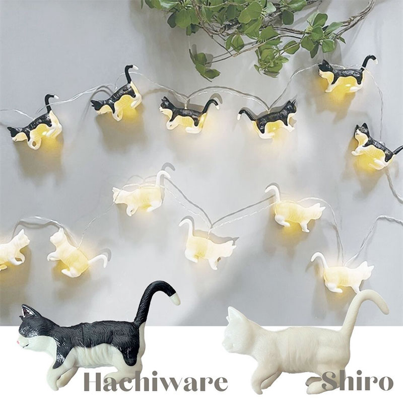 【Lumo／ルーモ】Cat Garland　猫たちガーランドライト｜LED 電飾 オーナメント 装飾｜選べる♪白猫／ハチワレ｜アニマルガーランド｜猫 ネコ ねこ