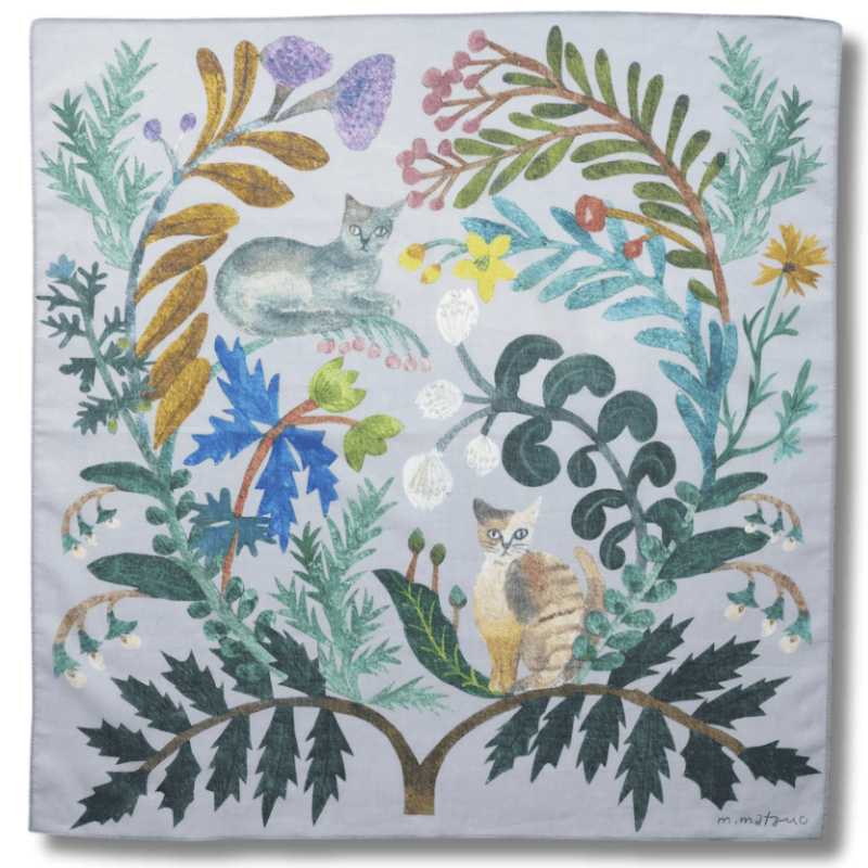 【松尾ミユキ / Matsuo Miyuki】Handkerchief Two cats｜ ハンカチーフ 2キャッツ ｜ 猫ネコcat