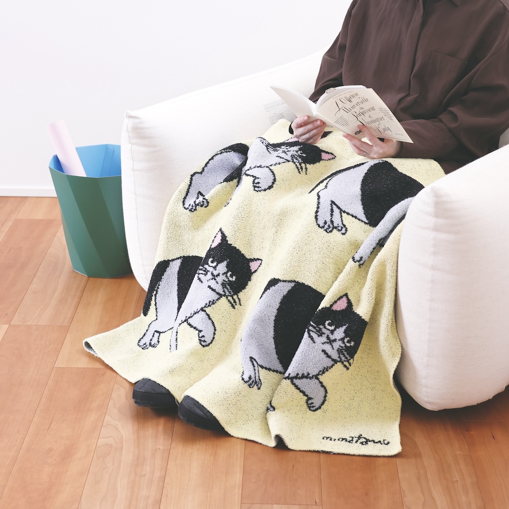 【松尾ミユキ / Matsuo Miyuki】フェザー ヤーン ブランケット Chloe Feather yarn Blanket｜選べる４種類♪ Chloe/Pepper/Noisettes/Pumpkin｜猫ねこネコcat
