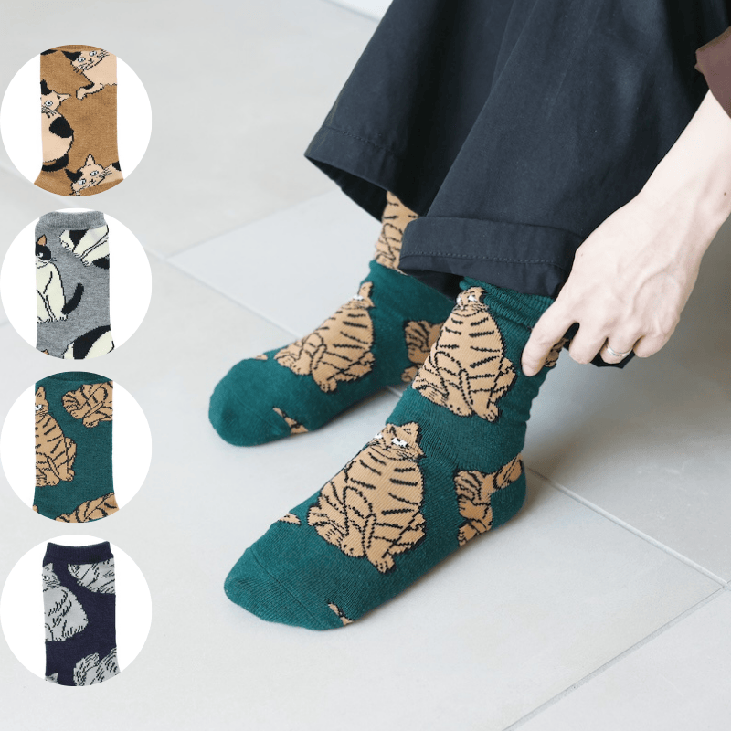 【松尾ミユキ / Matsuo Miyuki】Wool Blend Socks ウールブレンドソックス 靴下 くつ下｜４種類から選べる Chloe/Pepper/Noisettes/Pumpkin｜ねこ猫ネコcat