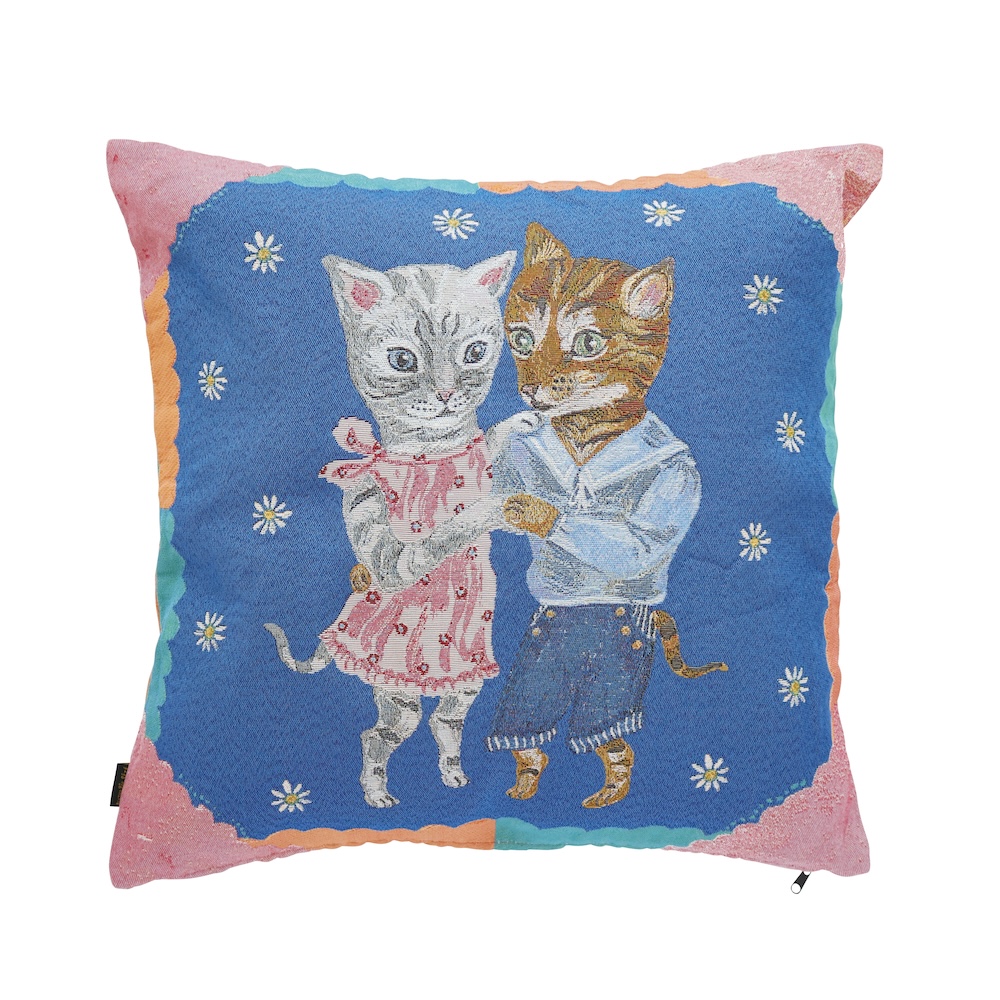 【ナタリー・レテ / Nathalie Lete】Cushion cover Dance cats クッションカバー ダンスキャッツ｜猫ネコねこcat