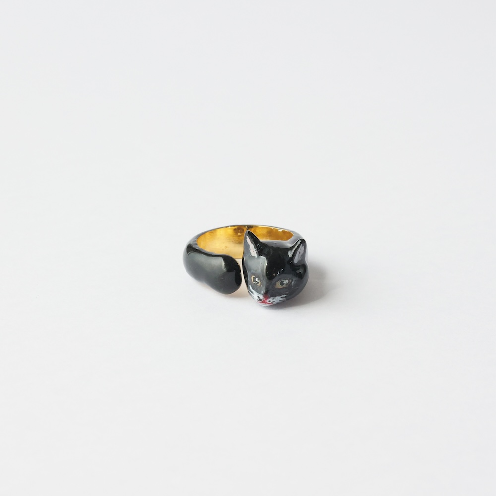 【ナタリー・レテ / Nathalie Lete】Ring Black cat Size:11 指輪 リング ブラック キャット 11号 黒猫アクセサリー｜猫ネコcat
