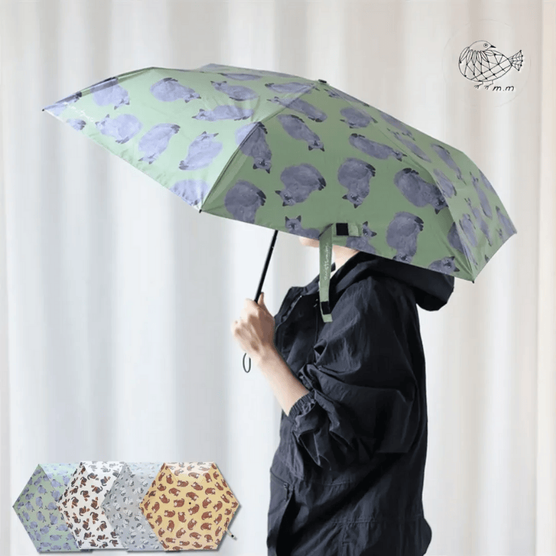 【松尾ミユキ】Folding umbrella 晴雨兼用折りたたみ傘｜４種類から選べる♪Leo/Mugi/Lin/Maron｜超軽量・UV・撥水加工♪11103｜ネコ猫ねこ