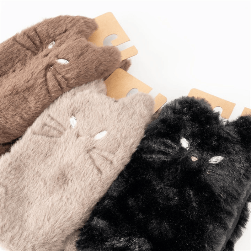 画像2: ふわふわフェイクネコファー指ぬきグローブ|3種類から選べるカラー ブラウン/グレイ/ブラック|猫ねこキャットcat (2)