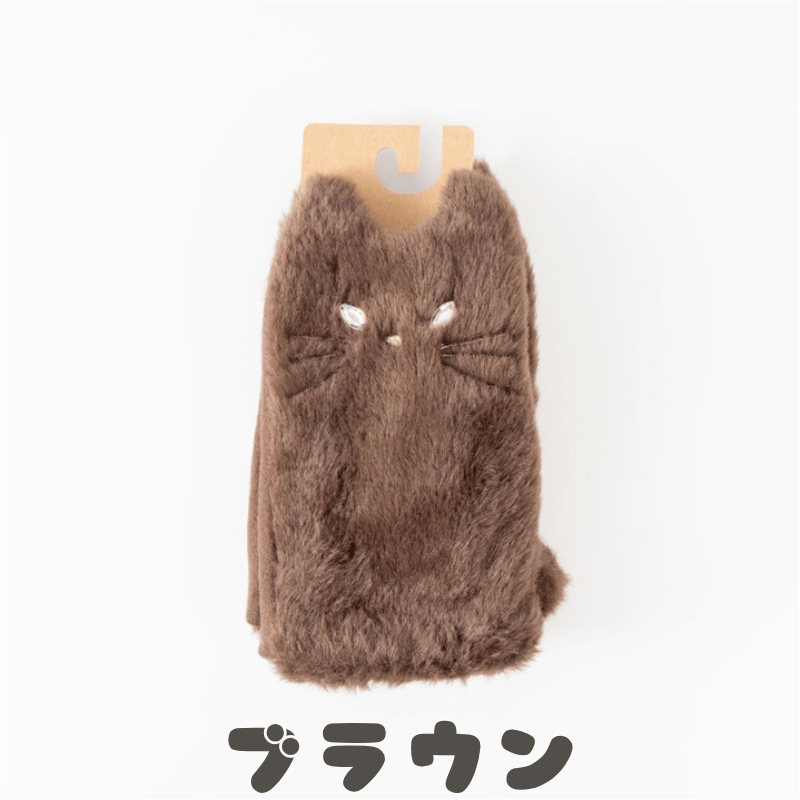 画像5: ふわふわフェイクネコファー指ぬきグローブ|3種類から選べるカラー ブラウン/グレイ/ブラック|猫ねこキャットcat (5)