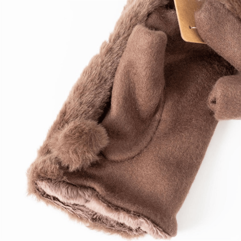 画像10: ふわふわフェイクネコファー指ぬきグローブ|3種類から選べるカラー ブラウン/グレイ/ブラック|猫ねこキャットcat (10)